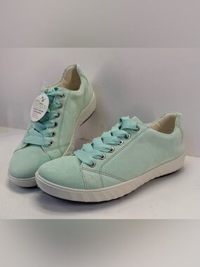 NWT Ara Alexandria BAMBOO water velour (aqua)  Lace-Up Women's Sneakers size 9
